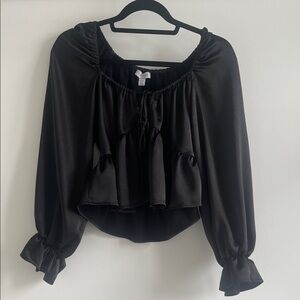 Topshop Black Ruffled Blouse